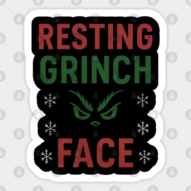 Resting Grinch Face Sticker by Demian Stipatio